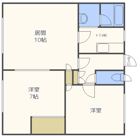 グランディール壱番館(2LDK/2階)の間取り写真