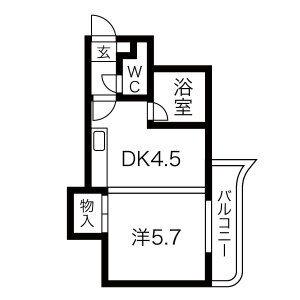 オルセー栄通(1DK/2階)の間取り写真