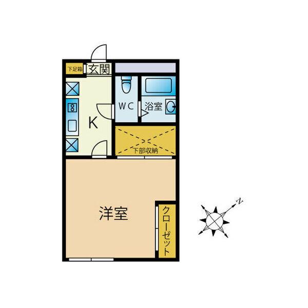 YC北郷(1K/2階)の間取り写真