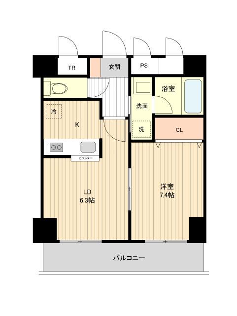 アーバンフラッツ豊平4条(1DK/5階)の間取り写真