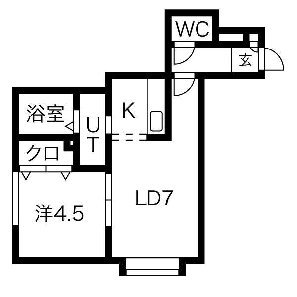 クラシーヴィ菊水(1DK/2階)の間取り写真