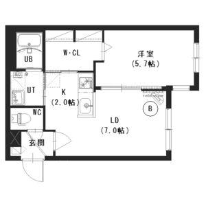 アッサンブラージュH.D.R(1LDK/2階)の間取り写真