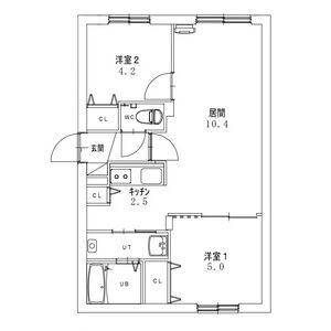 VIRIDE TRES(2LDK/1階)の間取り写真