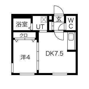 MAISON KAMUY 本郷通(1DK/1階)の間取り写真