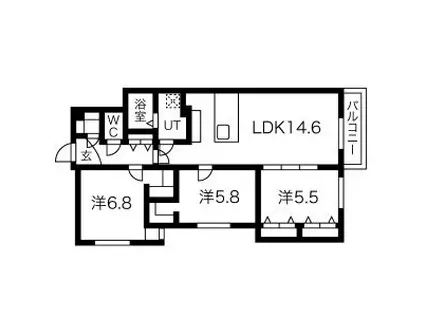 厚別中央2条3丁目MS(3LDK/4階)の間取り写真