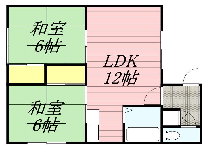 松栄荘(2LDK/2階)の間取り写真