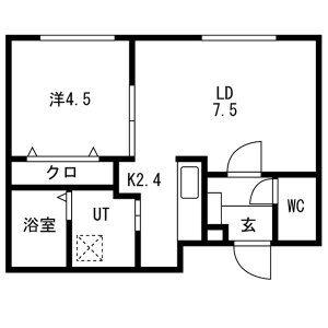 ラグランジュ東札幌(1LDK/1階)の間取り写真