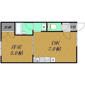 ルーベデンス月寒(1DK/1階)の間取り写真