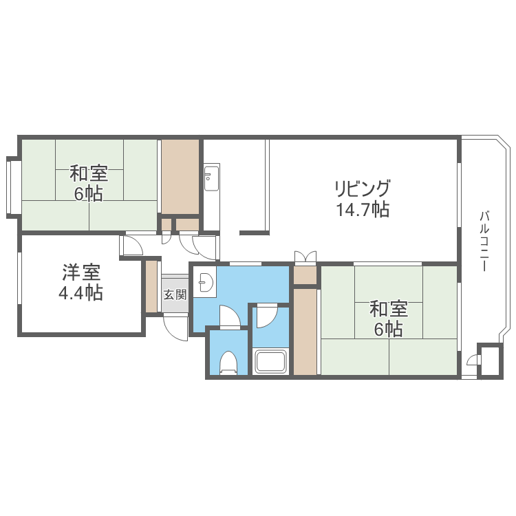 東急ドエル平岸台ビレジ2号棟(3LDK/5階)の間取り写真