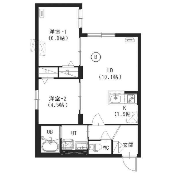 ラグジースペース本郷通南(2LDK/1階)の間取り写真