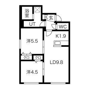ラグジースペース南郷(2LDK/3階)の間取り写真