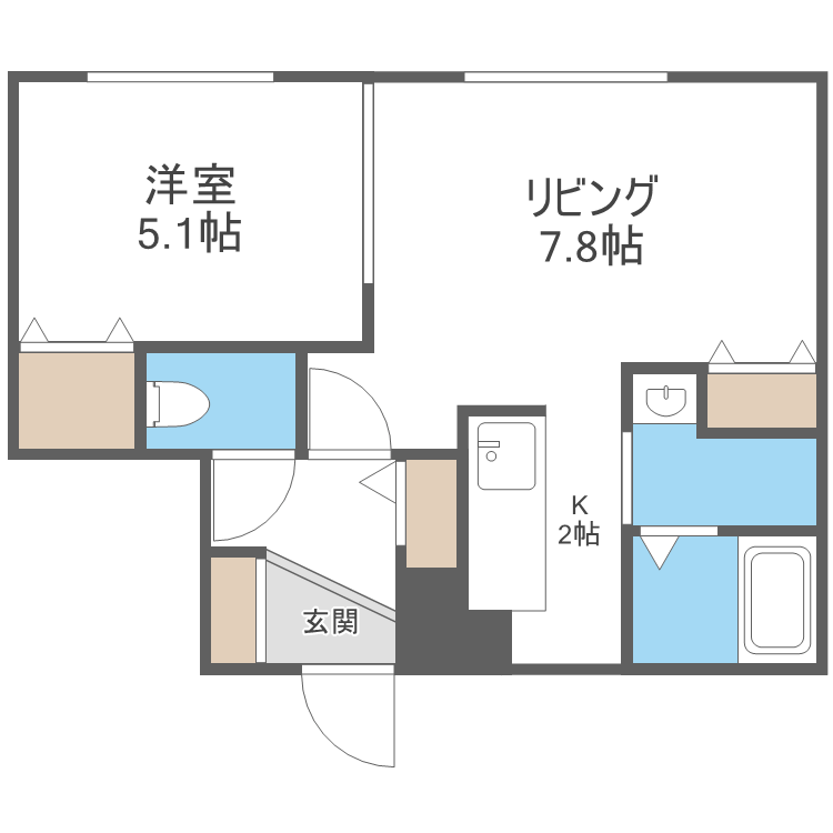 MIREI(1LDK/4階)の間取り写真