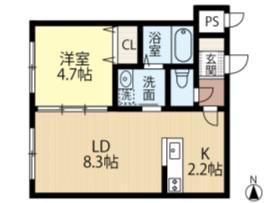 LOTUS FLEUR1(1LDK/3階)の間取り写真
