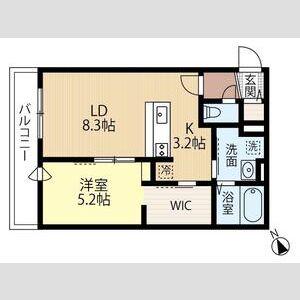 ブリーゼ中の島(1LDK/3階)の間取り写真