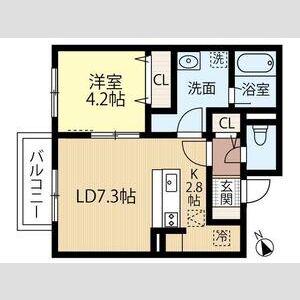 ブリーゼ中の島(1LDK/2階)の間取り写真