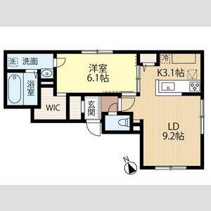 ブリーゼ中の島(1LDK/2階)の間取り写真
