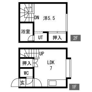 ヴェルディ北郷(1DK/2階)の間取り写真