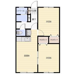 ロイヤルシャトー平岸(2DK/1階)の間取り写真