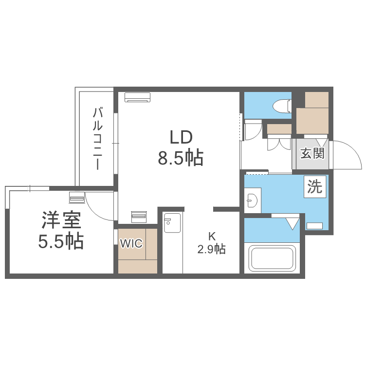 エフュート福住(1LDK/4階)の間取り写真