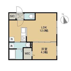 PARICI南平岸(1LDK/1階)の間取り写真