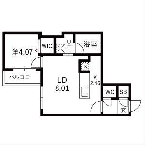 ガーディアン本郷通(1LDK/2階)の間取り写真