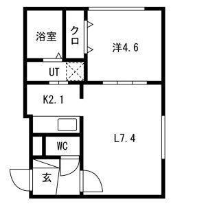ルリ美園(1LDK/2階)の間取り写真