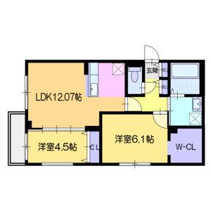 ヴォヤージュ菊水(2LDK/3階)の間取り写真
