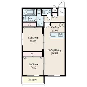TOMISIA(2LDK/3階)の間取り写真