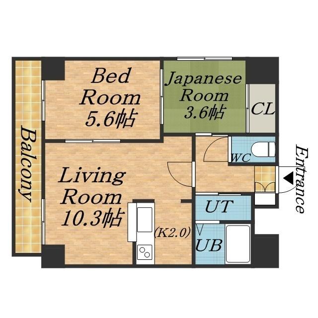 エンドレス三井平和通Ⅰ(2LDK/3階)の間取り写真