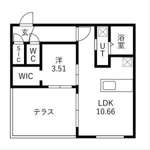 GA-厚別中央3-3MS(1LDK/1階)の間取り写真