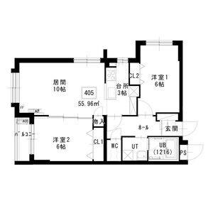 ノヴァ白石ーⅡ(2LDK/4階)の間取り写真