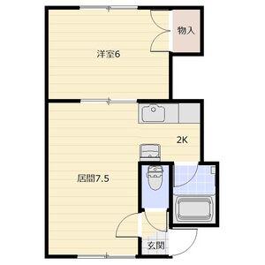 ハイム北郷(1LDK/2階)の間取り写真