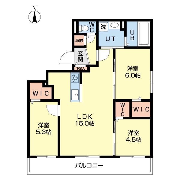 北広島市中央4丁目MS B棟(3LDK/4階)の間取り写真