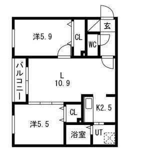 NOVEL北広島(2LDK/4階)の間取り写真