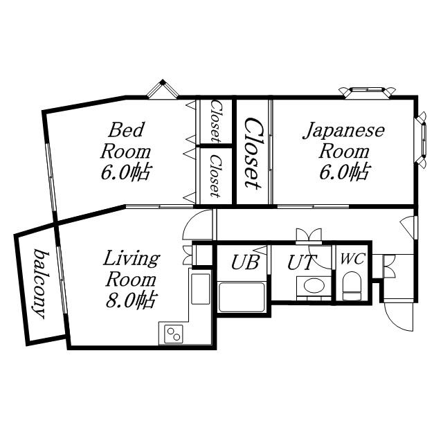 センチュリー宮北ビル(2DK/3階)の間取り写真