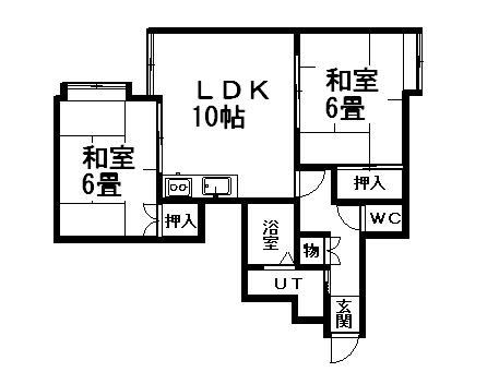 ピアコート平岡D(2LDK/2階)の間取り写真