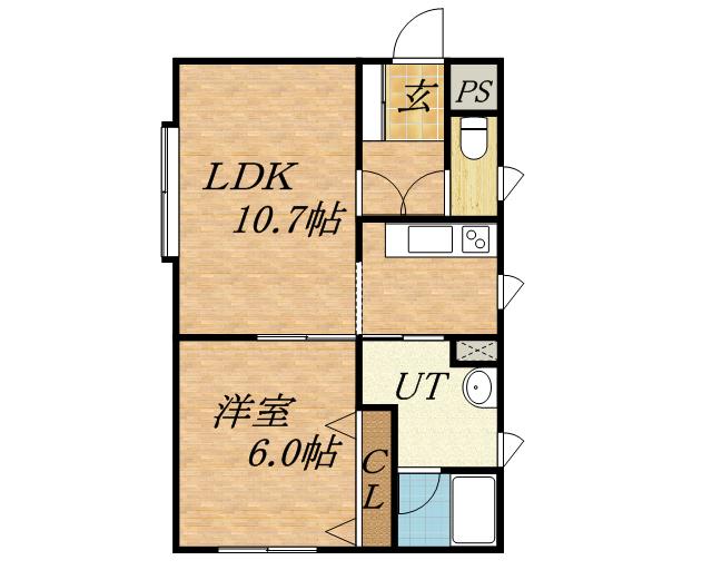 ラキア21(1LDK/3階)の間取り写真