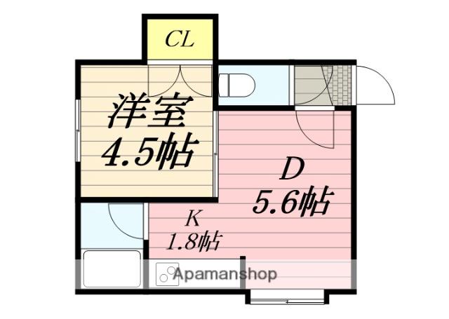フレグランス東札幌(1DK/2階)の間取り写真