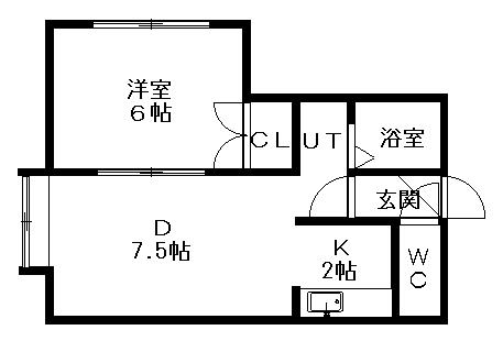 コーポノースヴィレッジ(1LDK/2階)の間取り写真
