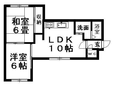 トーシンハイツ月寒(2LDK/4階)の間取り写真