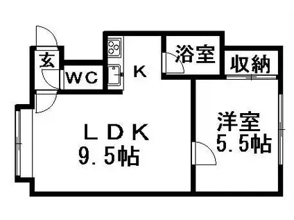 ハイネス菊水(1LDK/3階)の間取り写真