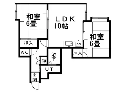 ピアコート平岡C(2LDK/2階)の間取り写真