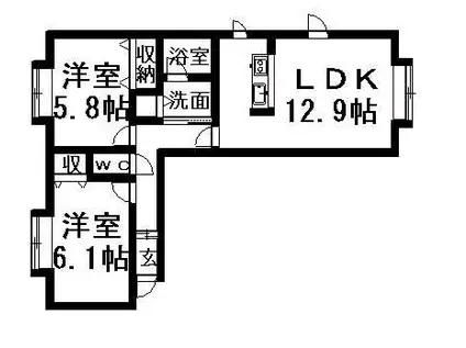 RARAKIYOTA(2LDK/1階)の間取り写真