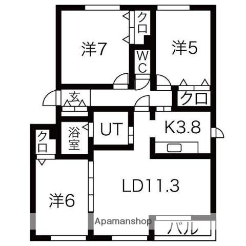 エスポアールⅡ(3LDK/2階)の間取り写真