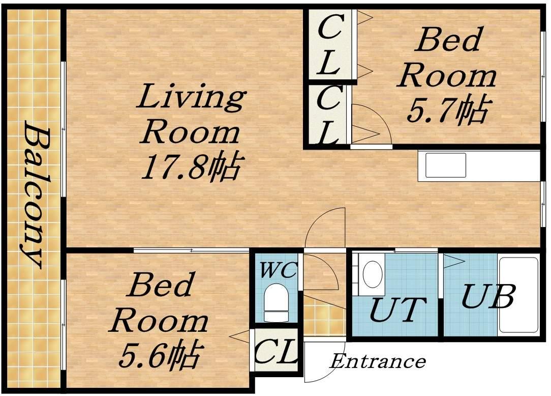 パークハイツH(2LDK/1階)の間取り写真
