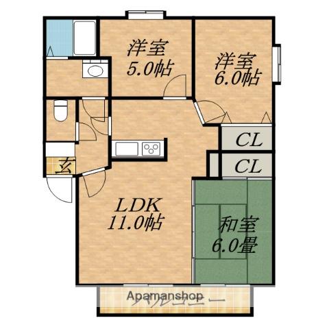 ジュネス太平(3LDK/2階)の間取り写真