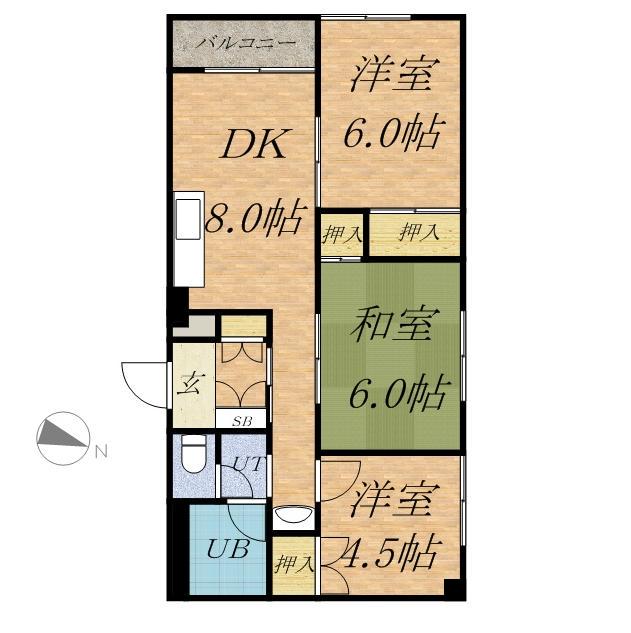 マノワール楡(3LDK/4階)の間取り写真