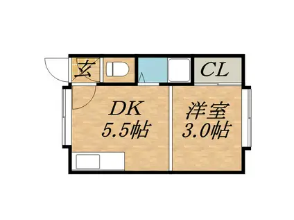 北12ハイツカミマ(1DK/2階)の間取り写真