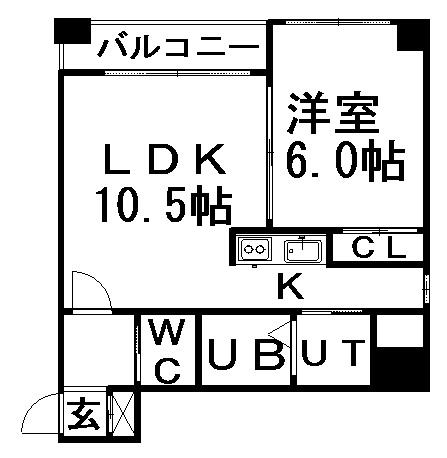 サンフォレスト菊水(1LDK/4階)の間取り写真