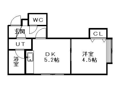 ステージN201(1DK/2階)の間取り写真